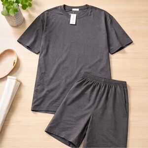 SHESHOW Charcoal Gray Lounge Set Size Small Soft Tee & Shorts Pajama Set Casual